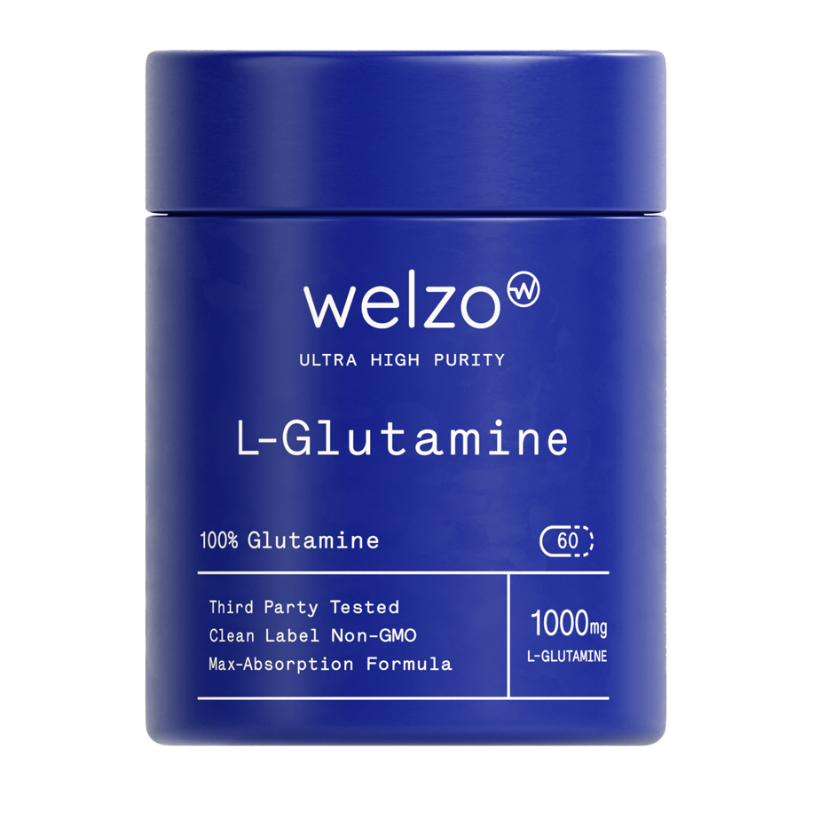 Welzo Ultra Purity L-Glutamine amino acid capsules for gut and recovery