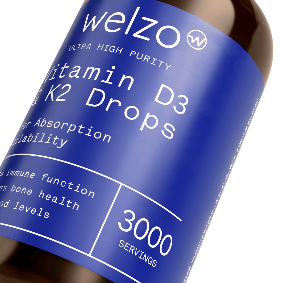 Welzo Ultra Purity Vitamin D3 plus K2 MK-7 liquid drops – view 2