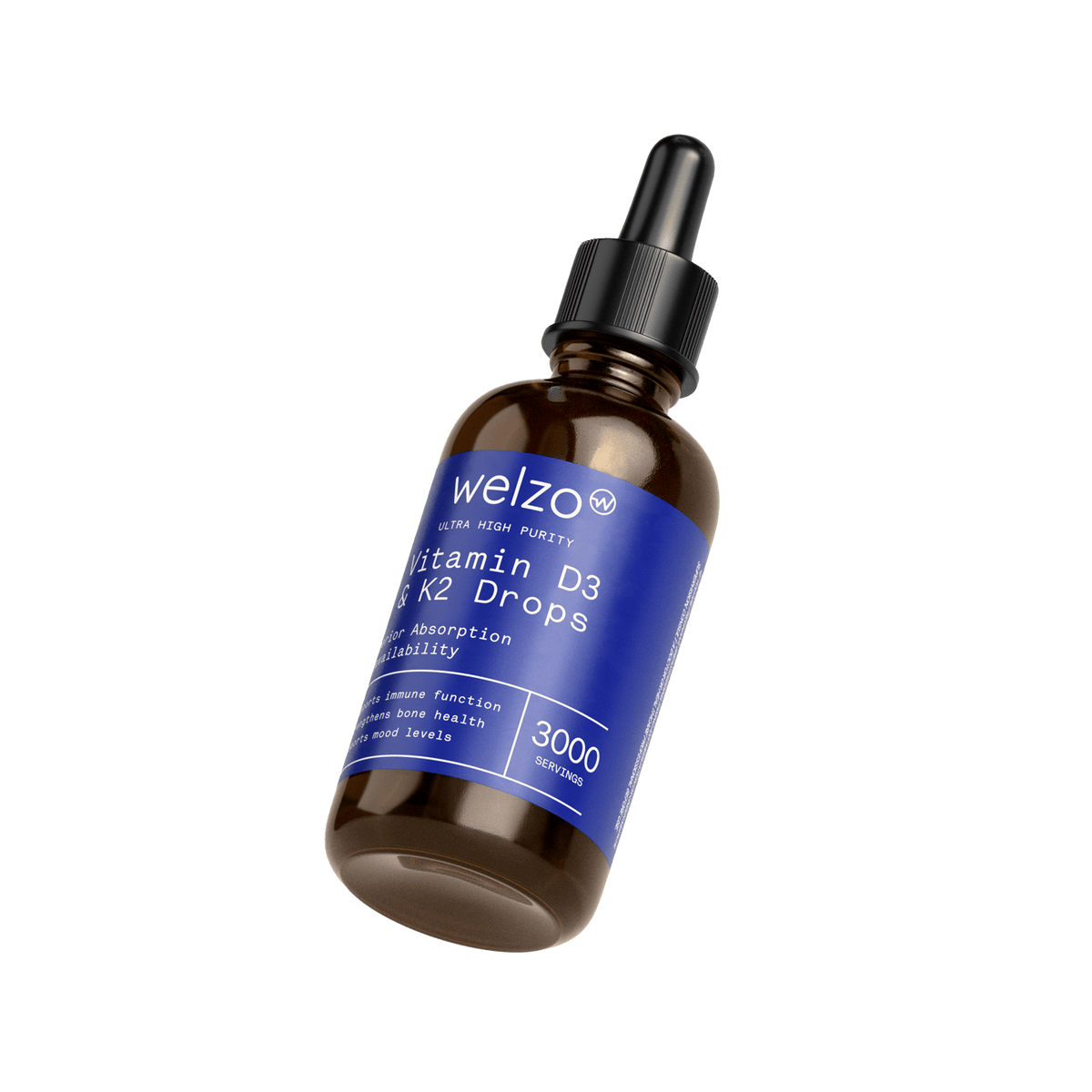 Welzo Ultra Purity Vitamin D3 plus K2 MK-7 liquid drops – view 3
