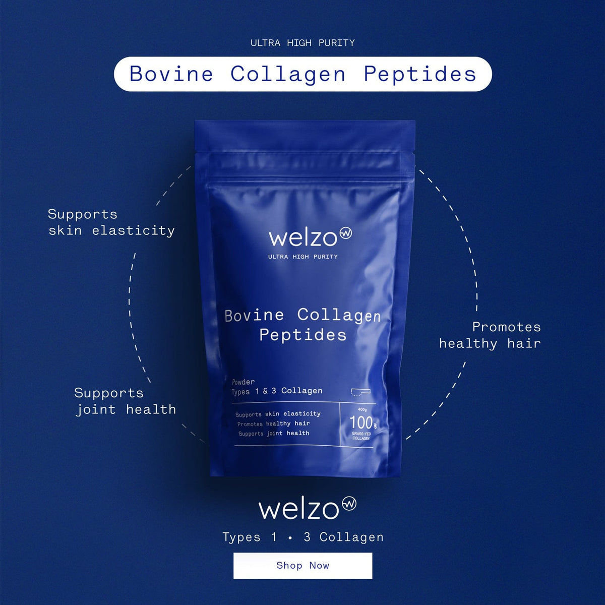 Welzo Ultra Purity bovine collagen peptides powder for skin and joints – view 8