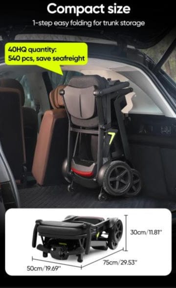 Welzo FreeFold X Lightweight 16KG Foldable Mobility Scooter – Portable Electric Scooter, Lithium Battery, 30km Range - 15