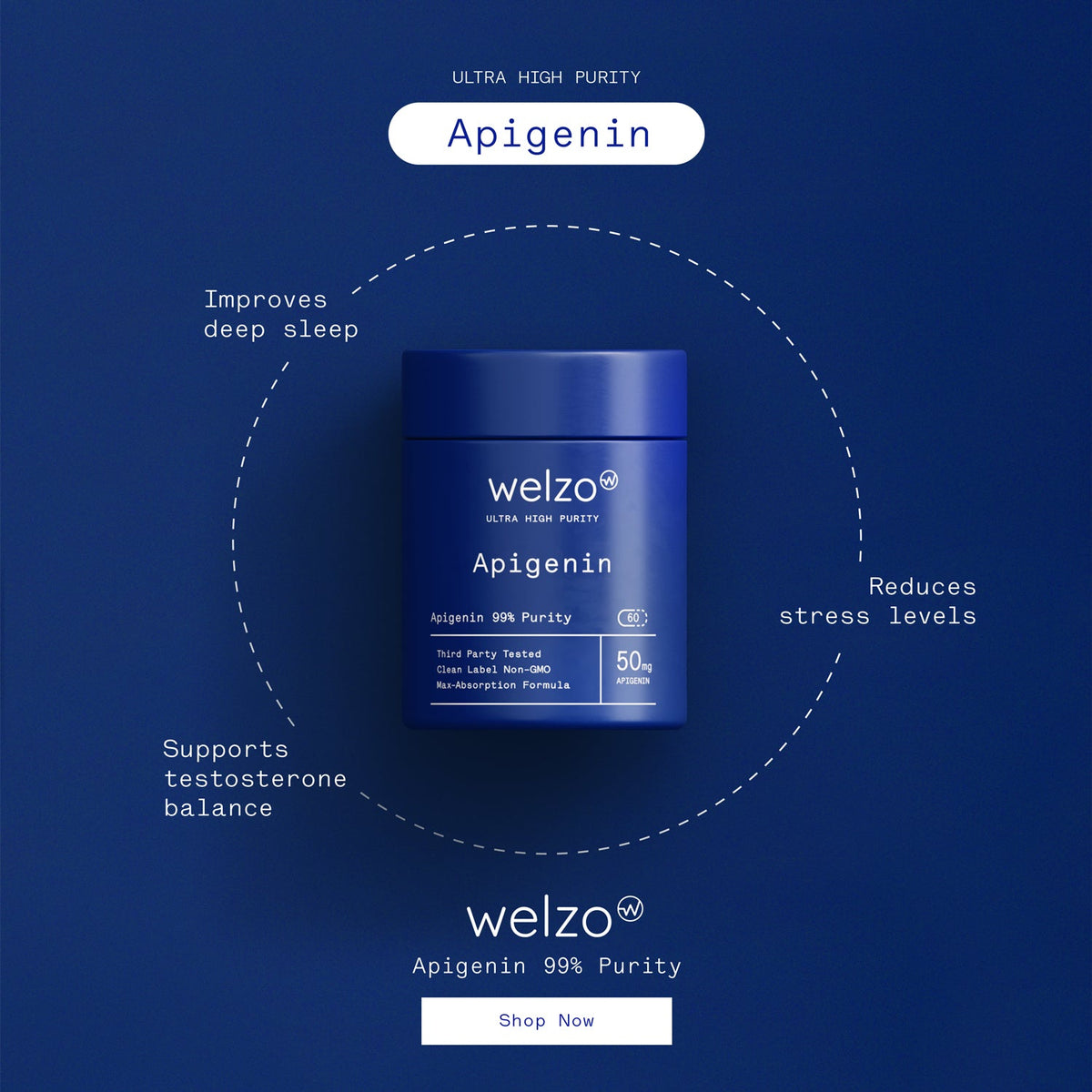 Welzo Ultra Purity Apigenin sleep support capsules – view 9