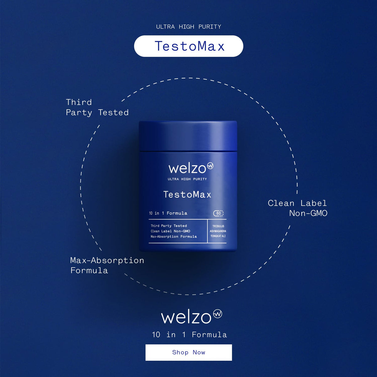 Welzo Ultra Purity TestoMax men's vitality support capsules – view 8