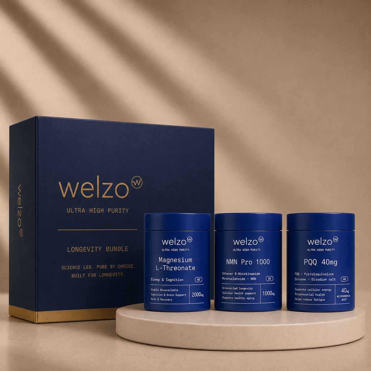 Welzo Ultra Purity Nootropic Stack magnesium L-threonate NMN PQQ