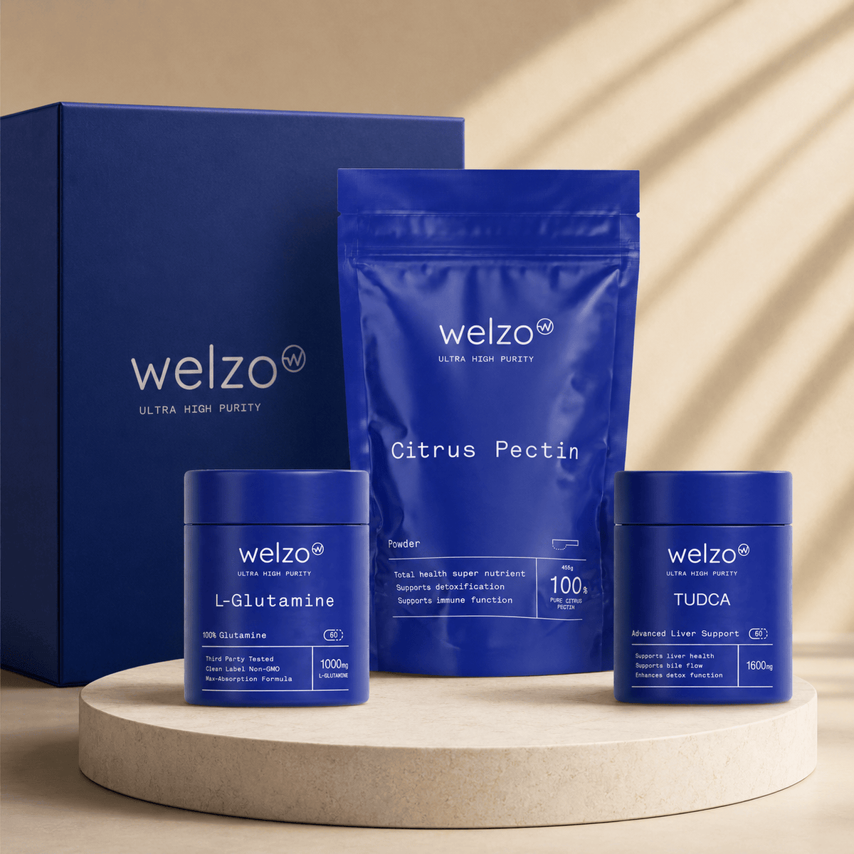 Welzo Ultra Purity Cellular Detox Stack citrus pectin TUDCA L-glutamine