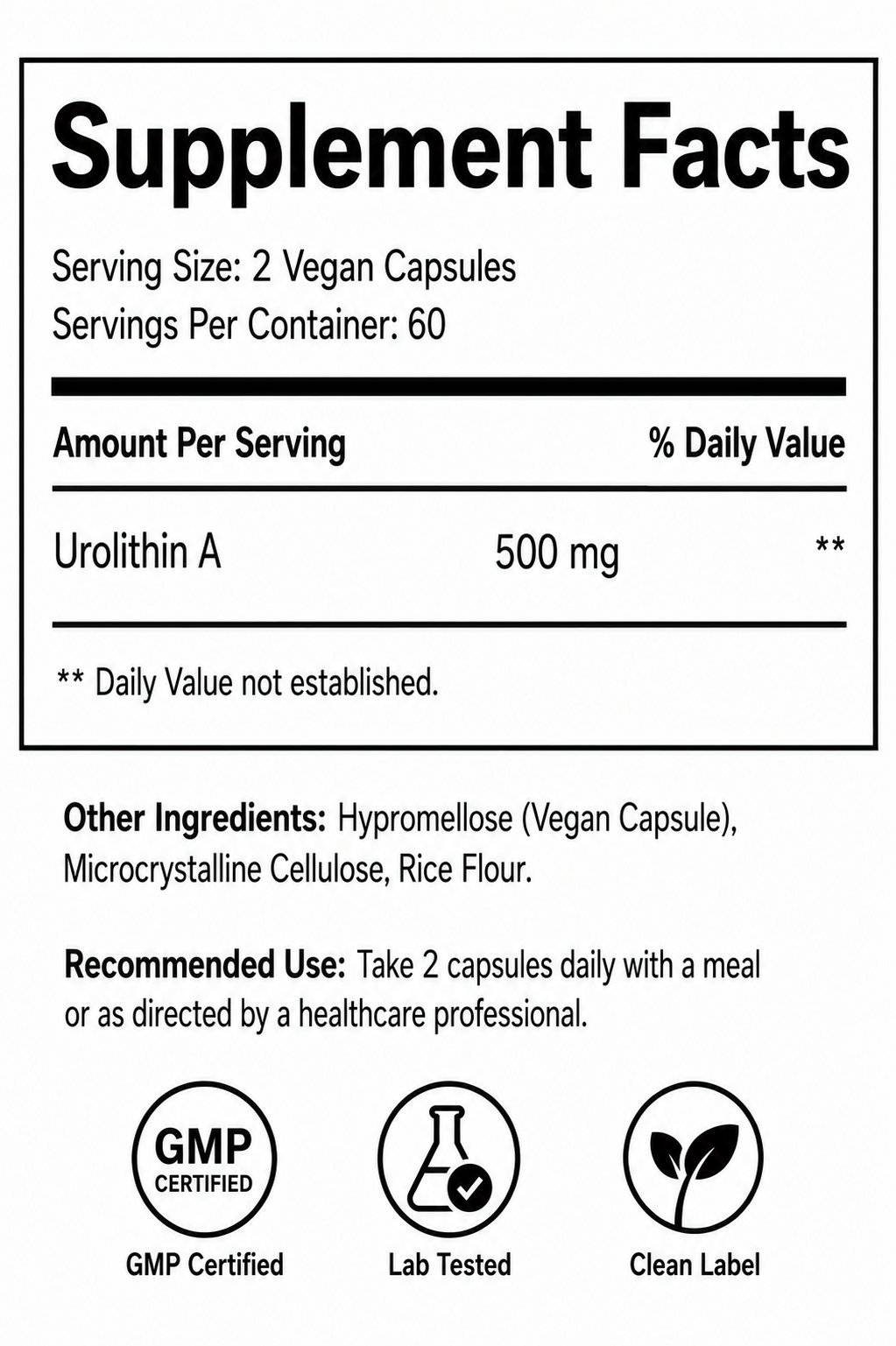 Welzo Ultra Purity Urolithin A 500mg mitochondrial health capsules – view 11