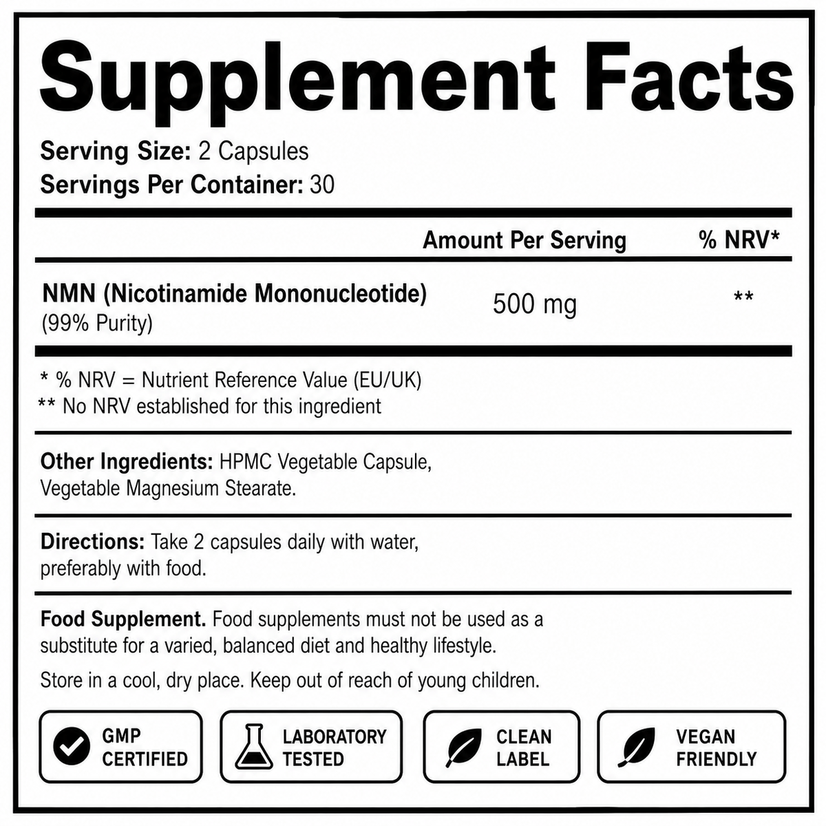 Welzo Ultra Purity NMN Pro 500mg daily NAD+ capsules – view 9