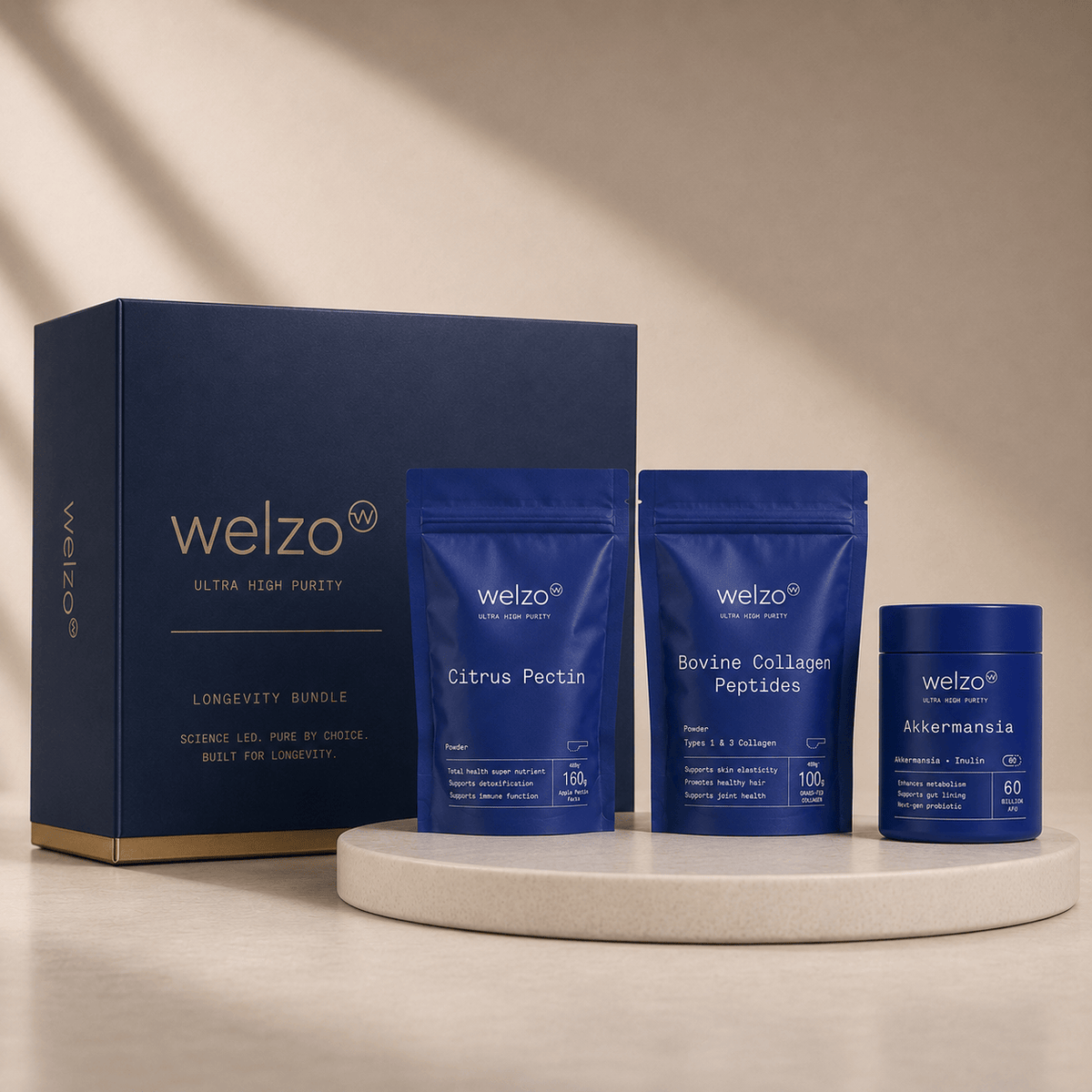 Welzo Ultra Purity Gut and Daily Balance bundle probiotic fiber collagen
