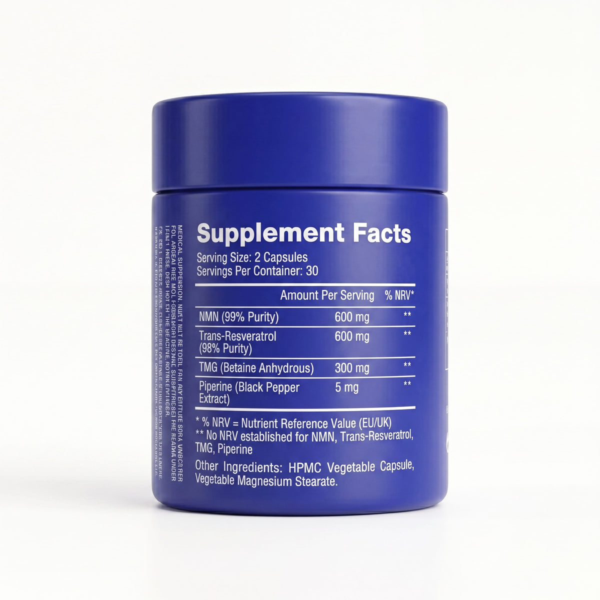 Welzo Ultra Purity Longevity Elite NMN resveratrol TMG piperine capsules – view 5