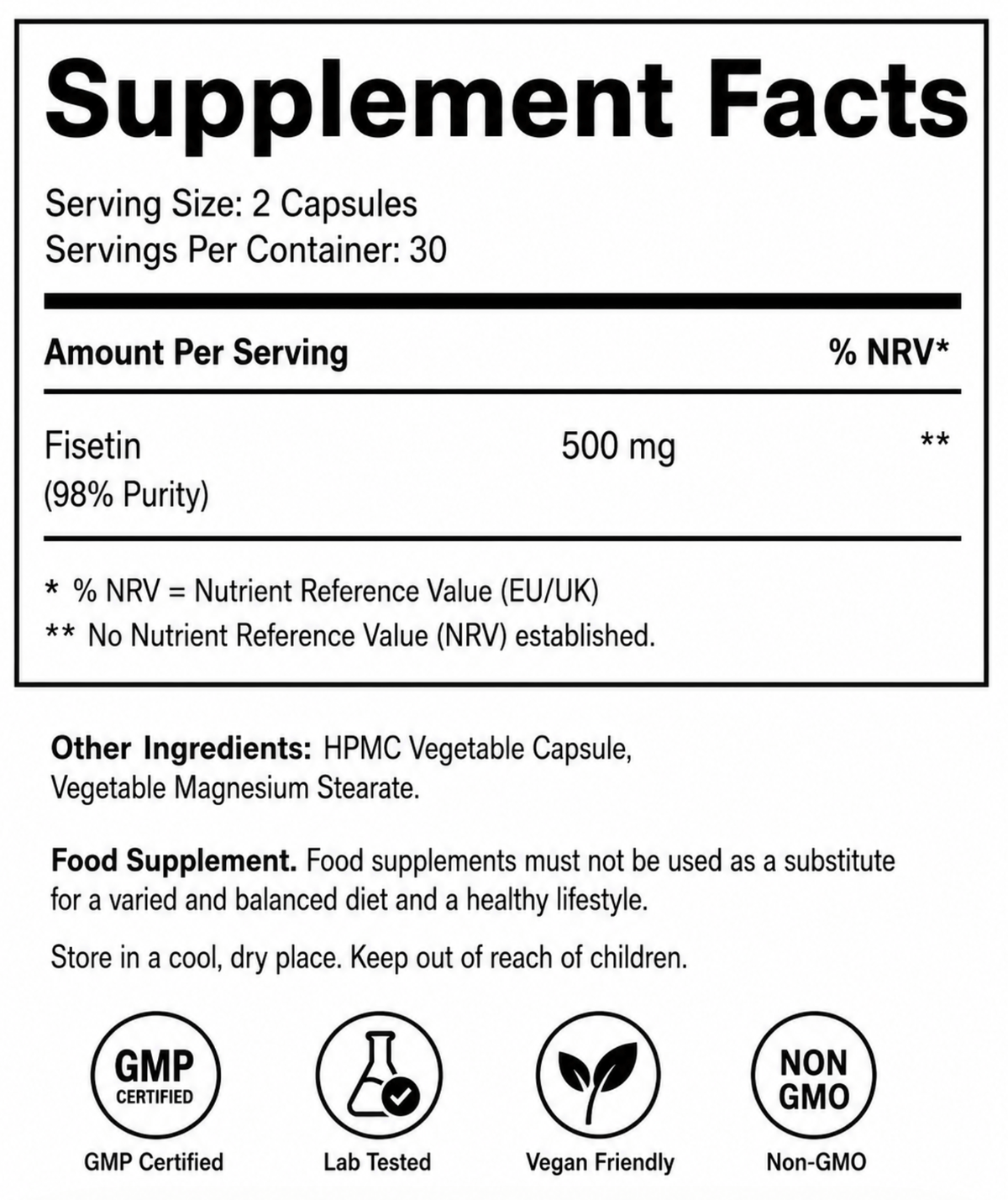 Welzo Ultra Purity Fisetin 500mg longevity flavonoid capsules – view 9
