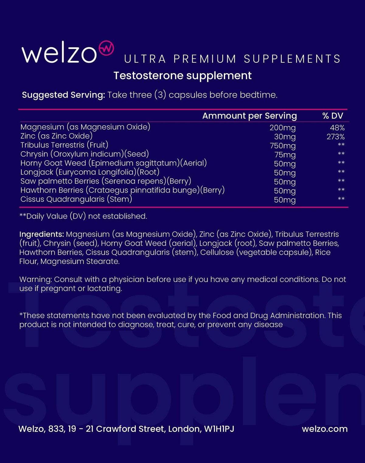 Welzo Ultra Purity TestoMax Testosterone Supplement (Maximum Strength) - 3
