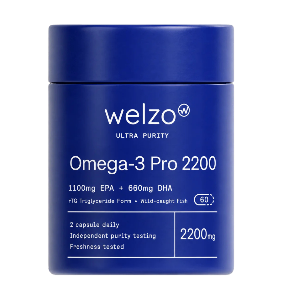 Welzo Ultra Purity Omega-3 Pro 2200mg high-strength fish oil softgels