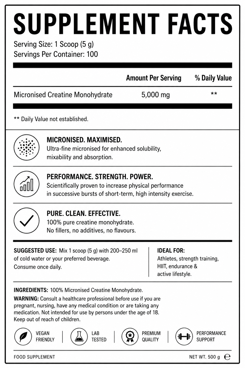Welzo Ultra Purity micronized creatine monohydrate powder – view 2