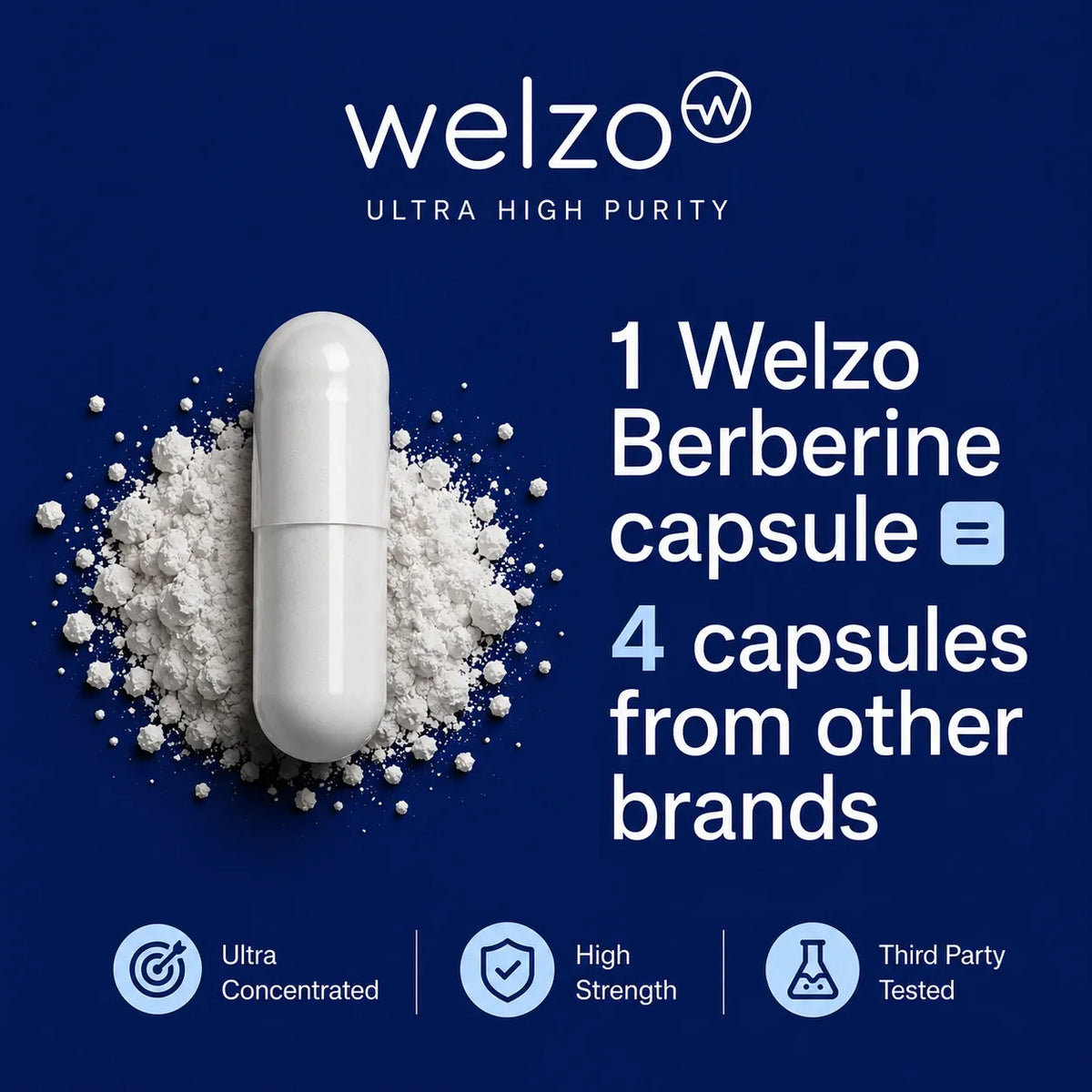 Welzo Ultra Purity Berberine with inulin metabolic support capsules – view 7