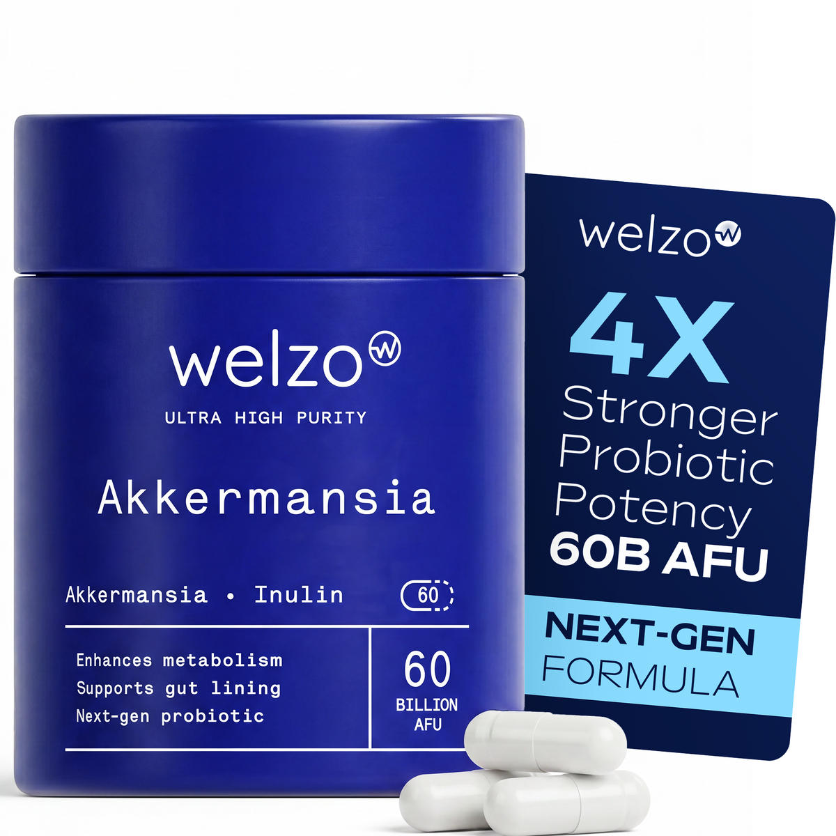 Welzo Ultra Purity Akkermansia 60 billion gut health probiotic capsules – view 2