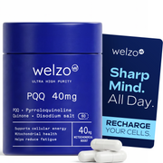 Welzo Ultra Purity PQQ 40mg mitochondrial energy capsules