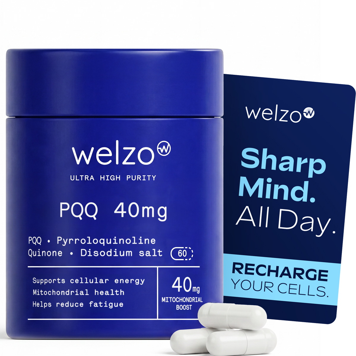 Welzo Ultra Purity PQQ 40mg mitochondrial energy capsules
