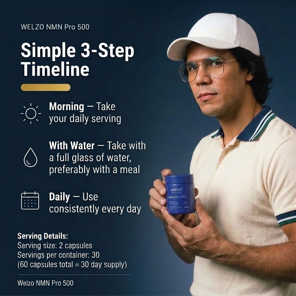 Welzo Ultra Purity NMN Pro 500mg daily NAD+ capsules – view 6