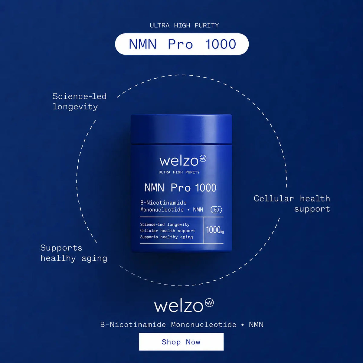 Welzo Ultra Purity NMN Pro range 300 to 1200mg NAD+ supplements – view 13