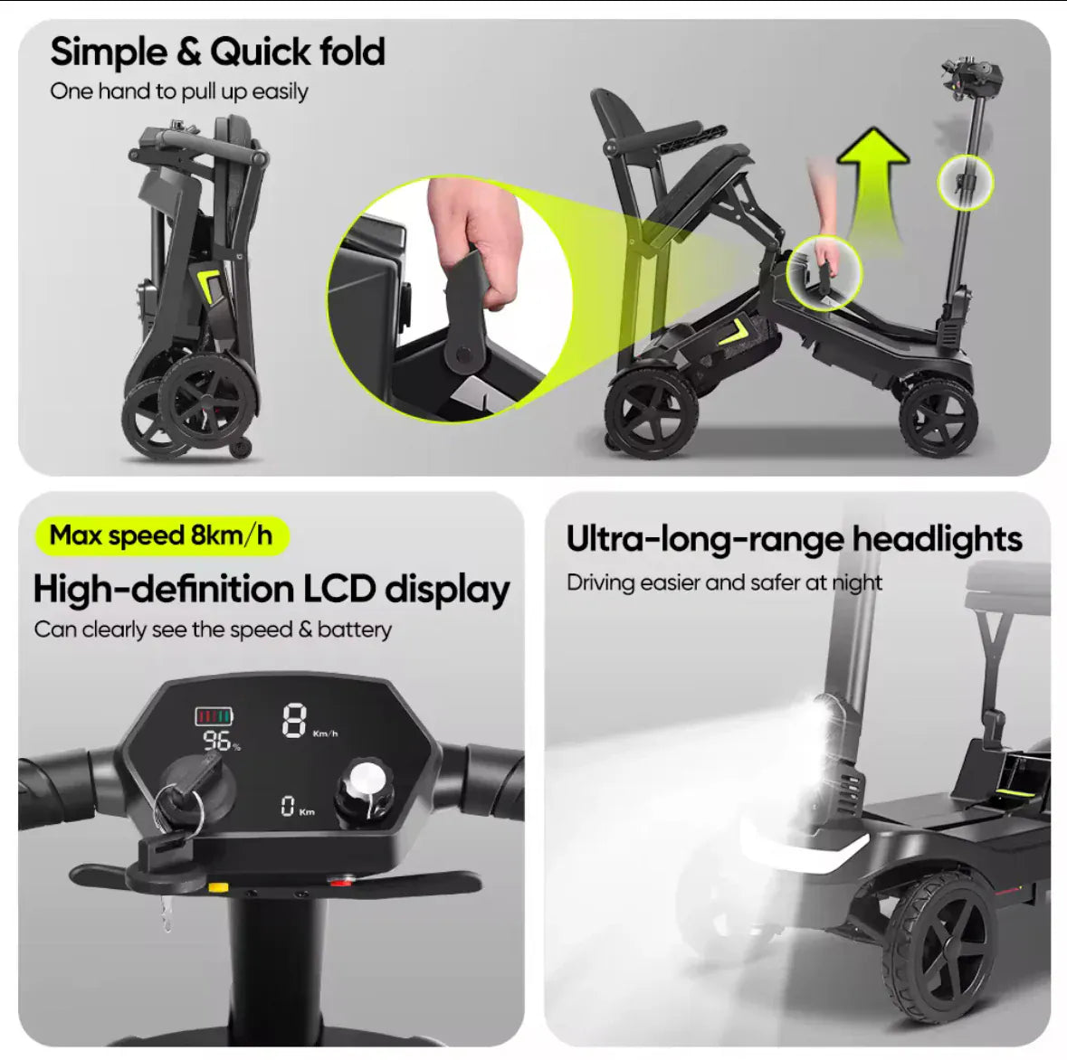 Welzo FreeFold X Lightweight 16KG Foldable Mobility Scooter – Portable Electric Scooter, Lithium Battery, 30km Range - 13