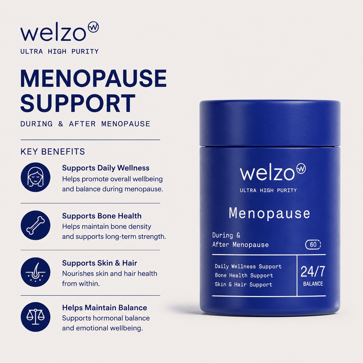 Welzo Ultra Purity menopause support daily multivitamin capsules – view 2