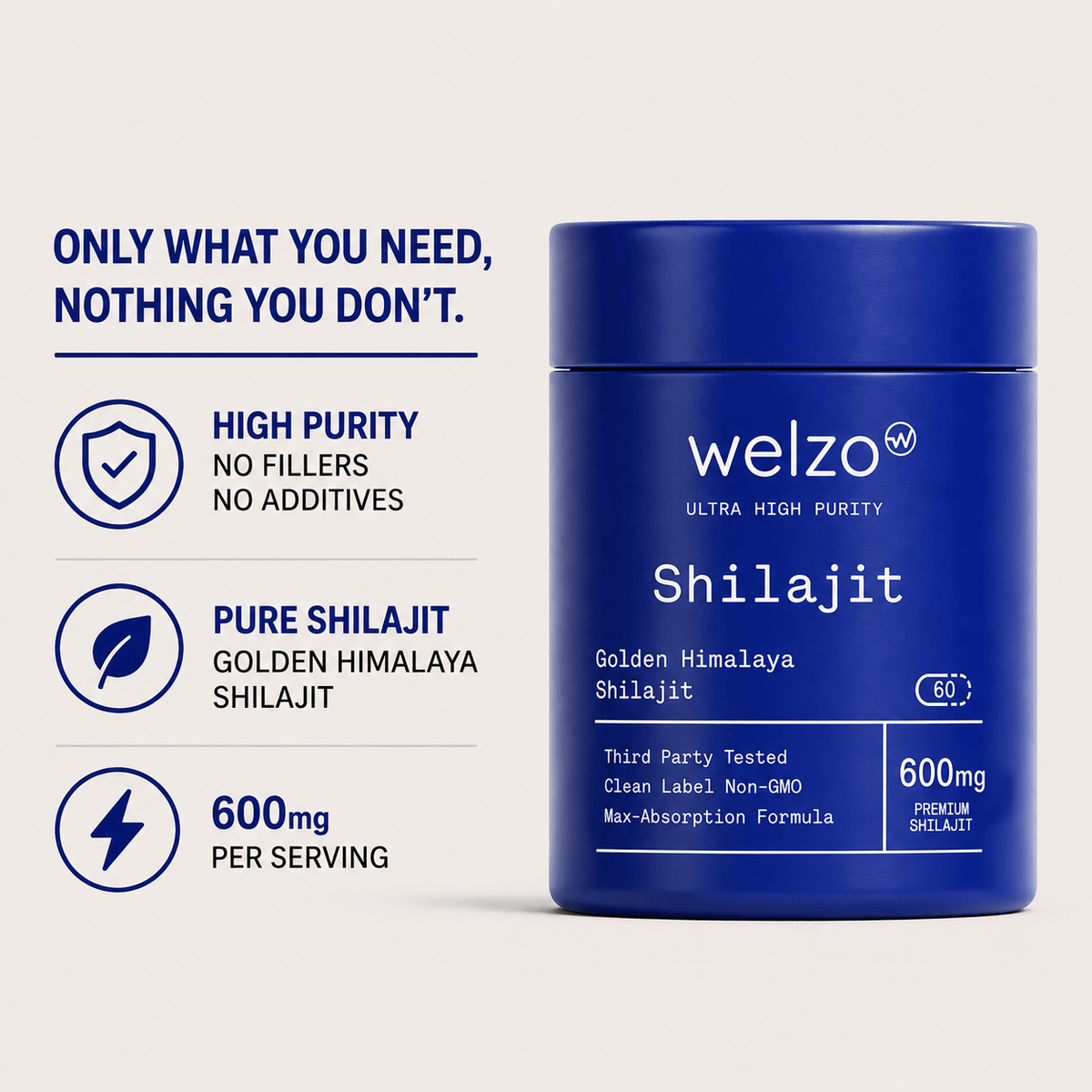 Welzo Ultra Purity shilajit ashwagandha rhodiola ginseng adaptogen capsules – view 4